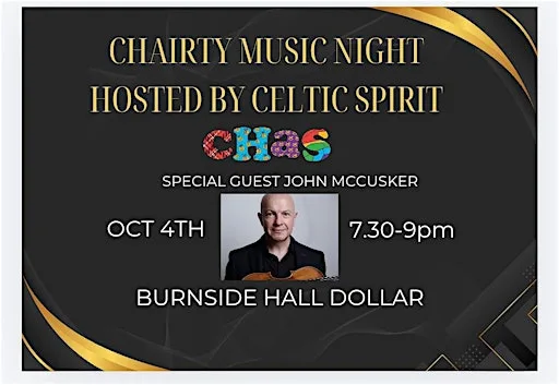 TRADITIONAL MUSIC EVENING FUNDRAISING FOR CHAS! at 3 E Burnside Burnside Hall Dollar