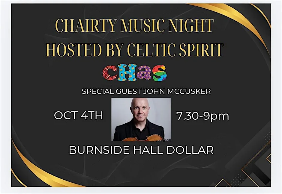 TRADITIONAL MUSIC EVENING FUNDRAISING FOR CHAS! at 3 E Burnside Burnside Hall Dollar