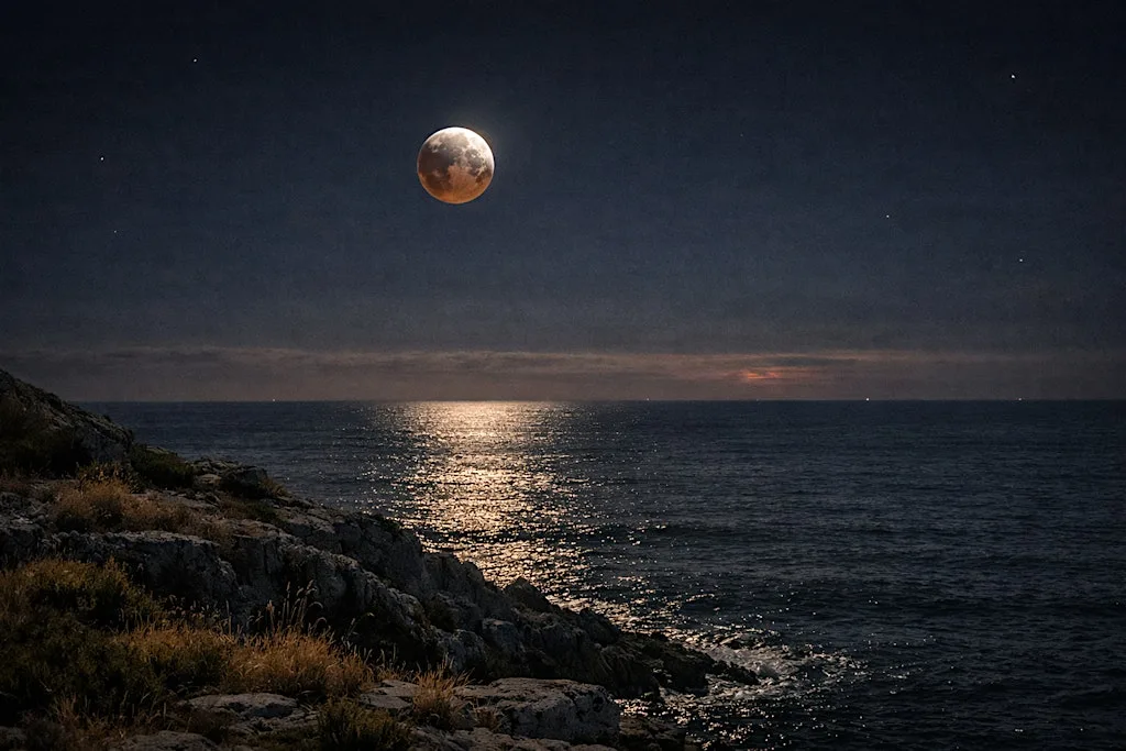 Partial lunar eclipse and stargazing session at Hengistbury Head