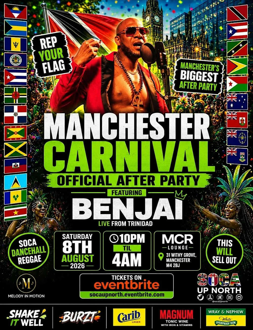 Manchester Carnival Official After Party ft. BENJAI Live from Trinidad at The MCR Lounge