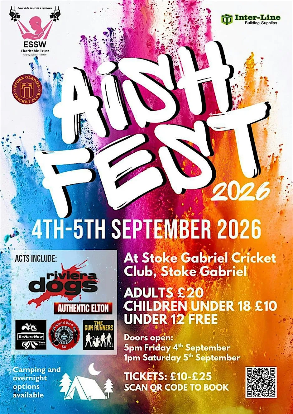Aish Fest Music Fest 4-5th Sept '26 (choose 1 or 2 days) - **SALE NOW ON** at Stoke Gabriel Cricket Club