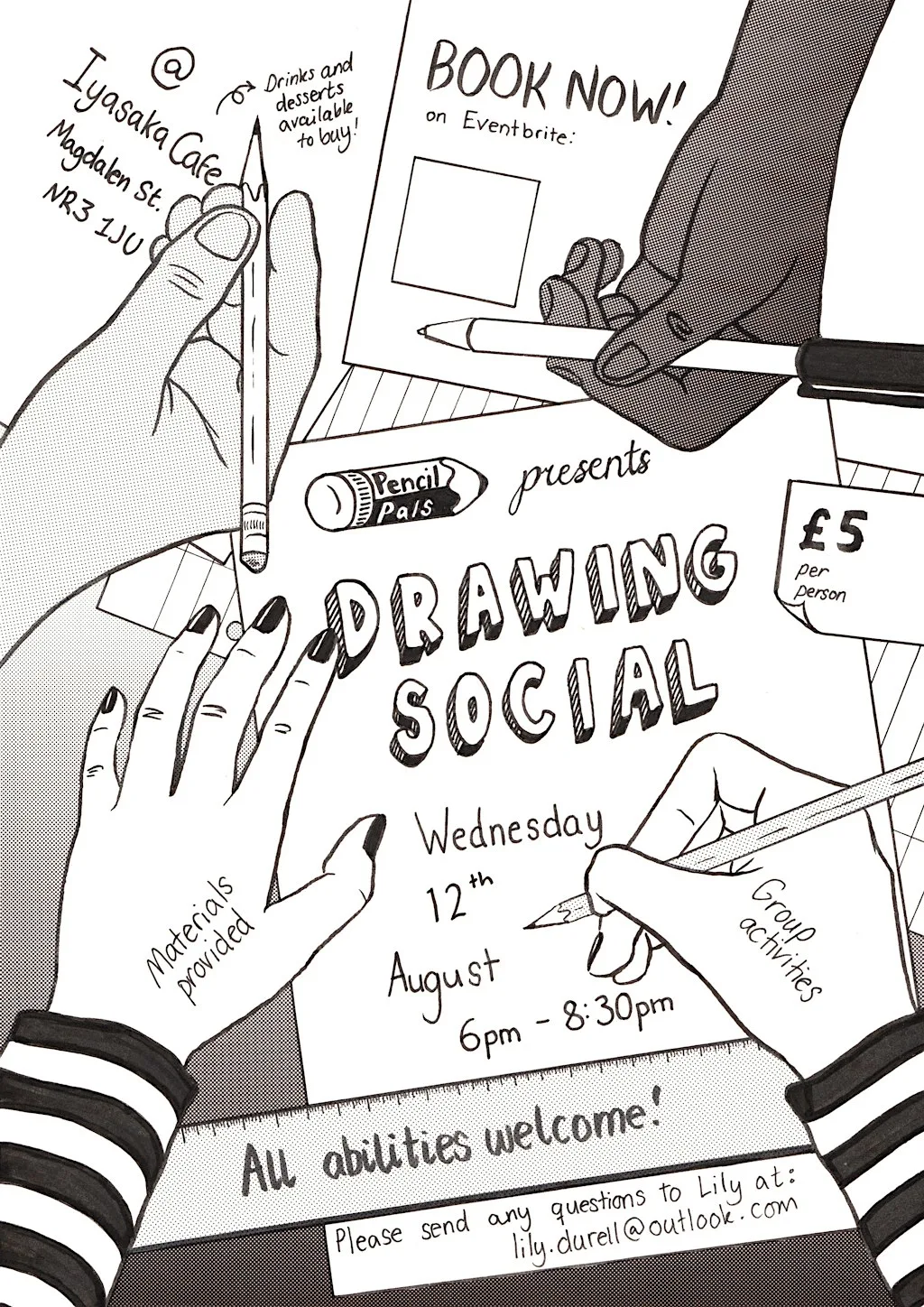 Pencil Pals: Drawing Social at Iyasaka Cafe
