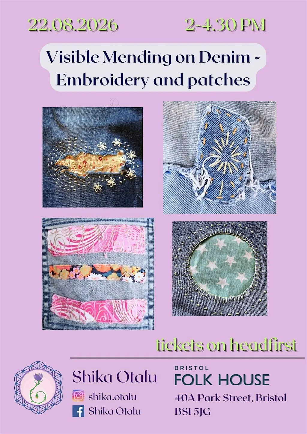 Visible Mending on Denim - Embroidery and patches