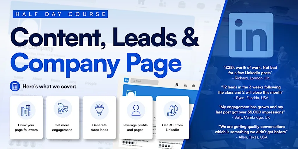 Content, Leads & Company Page (Half Day Course) - BIRMINGHAM