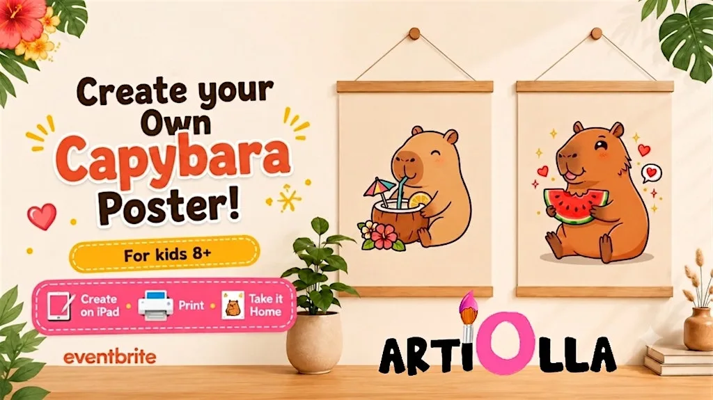 Kids Create Your Own Capybara Poster Workshop (iPad Art + Printed Takeaway) at Hub on the Hill