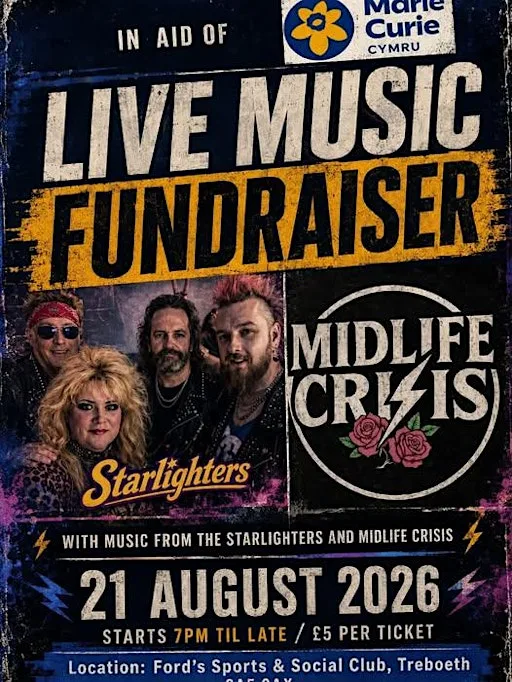 Fundraising Gig with the Starlighters and Midlife Crisis at Fords Social Club