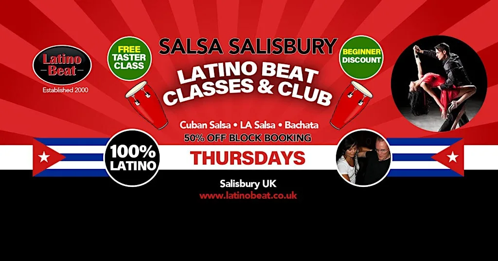 Latino Beat Salsa Salisbury Classes & Social Thu 10 Sept St Gregory's Hall at St. Gregory Catholic Church