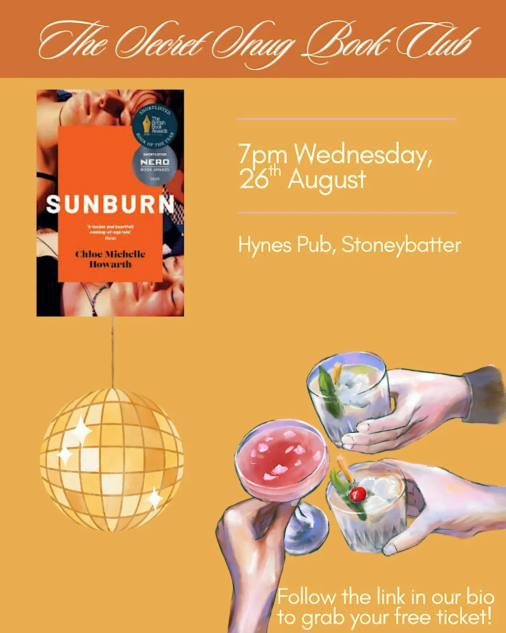 July - August Secret Snug Book Club Meeting at Hynes’ Bar
