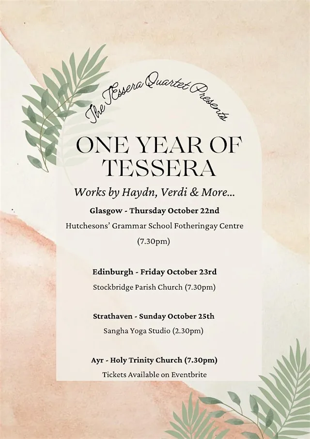 The Tessera Quartet in Ayr: One Year of Tessera at Holy Trinity Episcopal Church