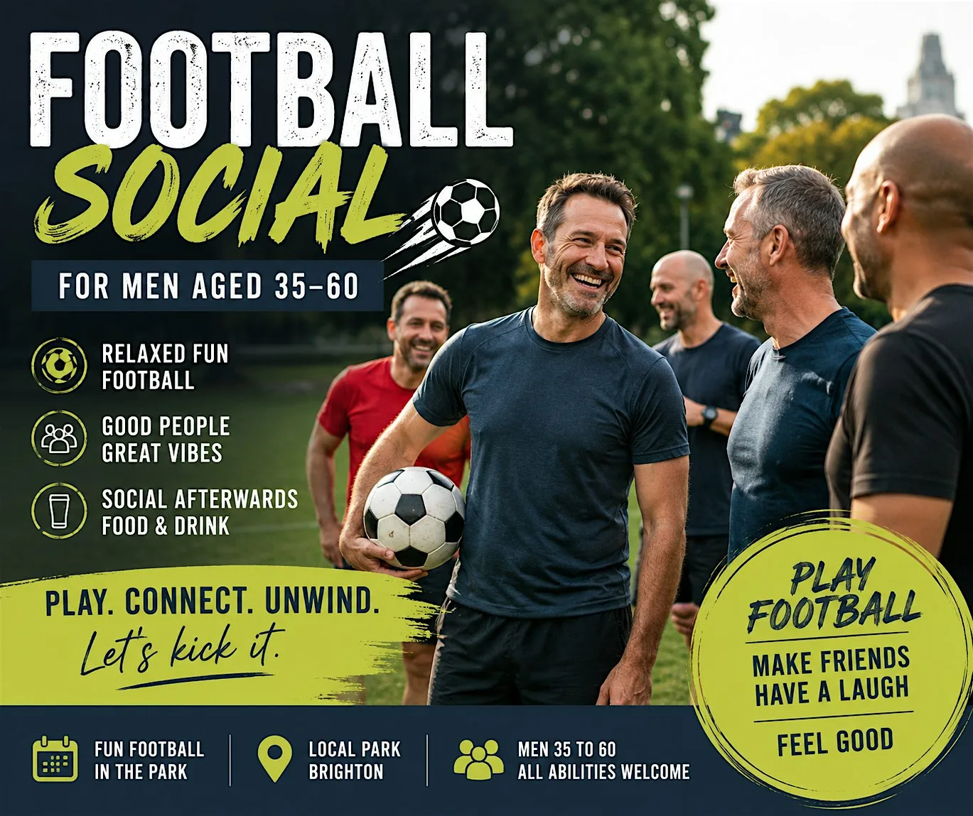 Football & Friendship: Relaxed Social Football for Men 35–60 at Hill Barn Recreation Ground