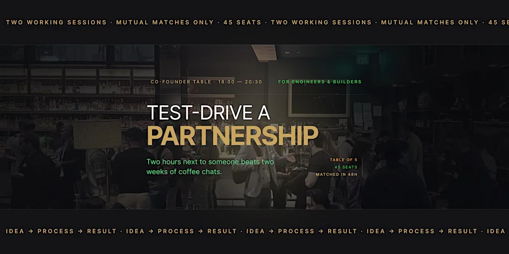 London Tech Networking: Test-Drive a Partnership Before You Commit at The City Pride