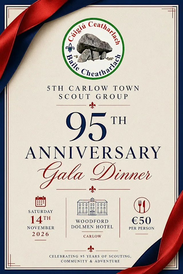 5th Carlow Town Scouts 95th Anniversary Gala Dinner at Woodford Dolmen Hotel