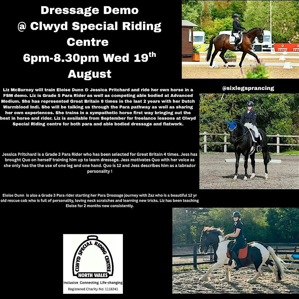 Dressage Demonstration with Liz McBurney at Clwyd Special Riding Centre