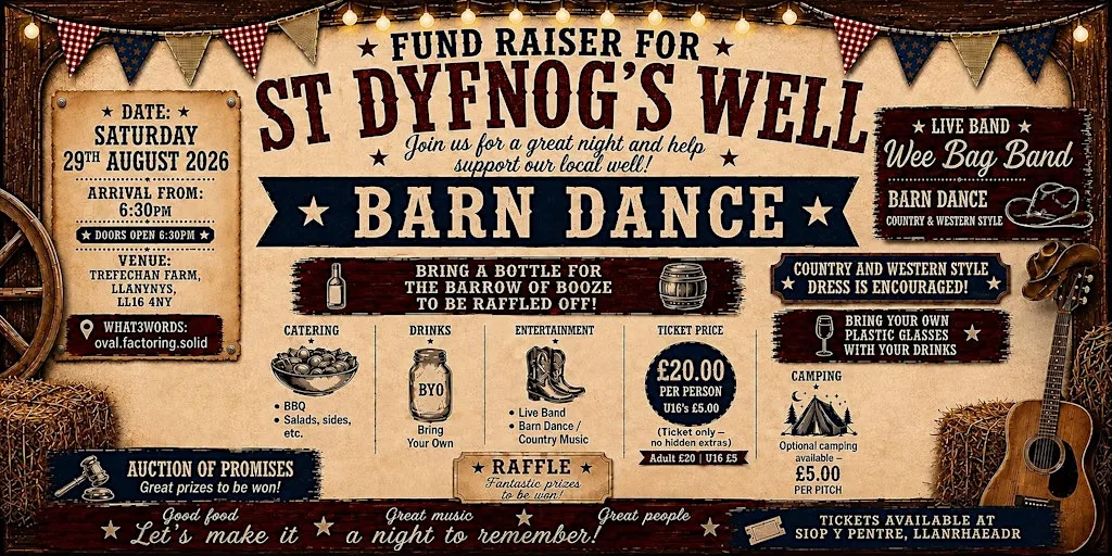 Charity Barn Dance in aid of St Dyfnog's Well in Llanrhaeadr, Denbighshire