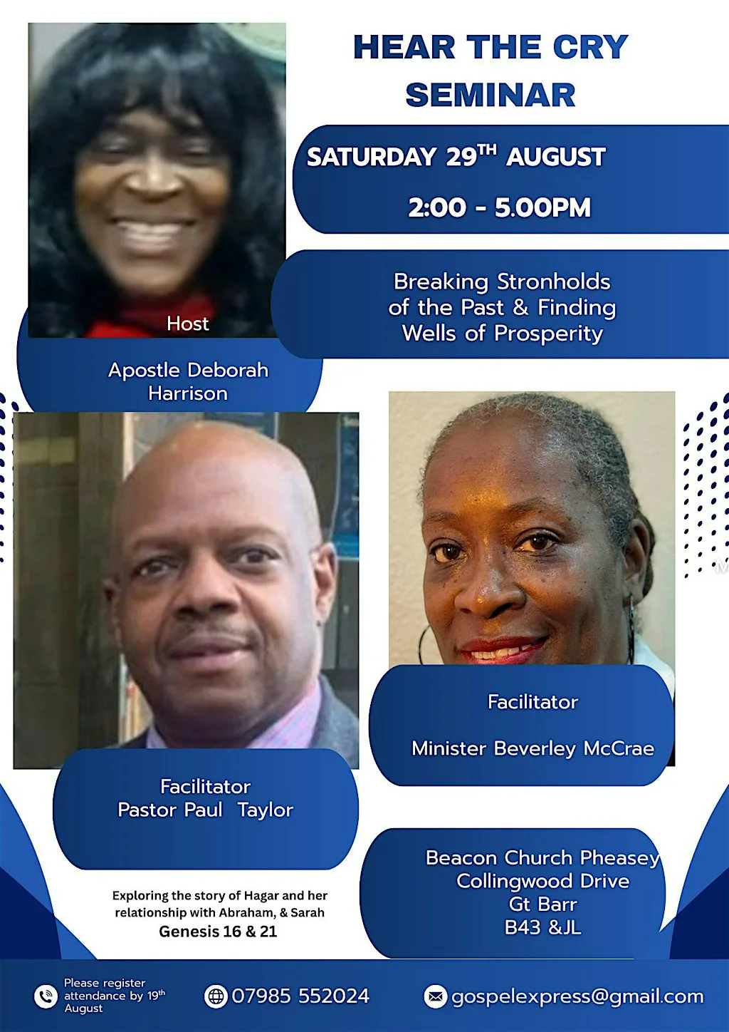 The cries of Hagar, Sarah & Abraham Seminar