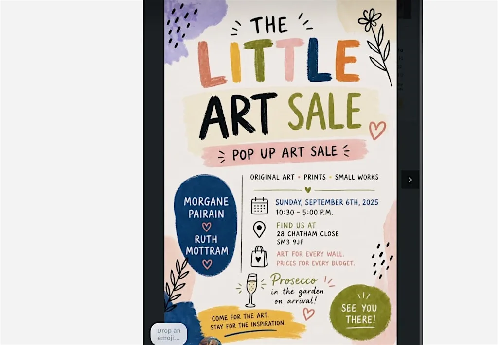 Pop up Garden Art Sale at 28 Chatham Cl