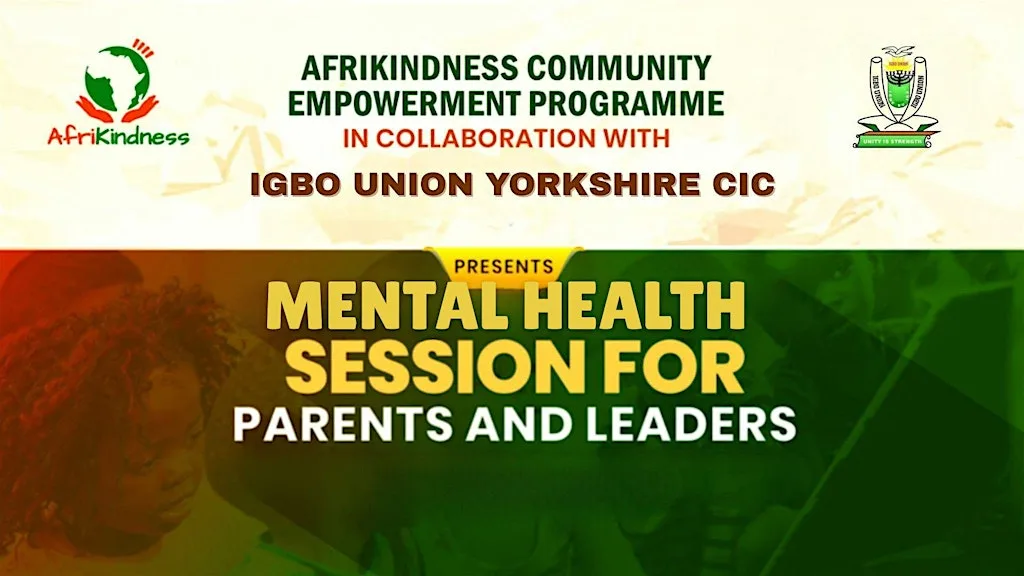 Mental health awareness session in Igbo Union Yorkshire Community at Blackburn Hall