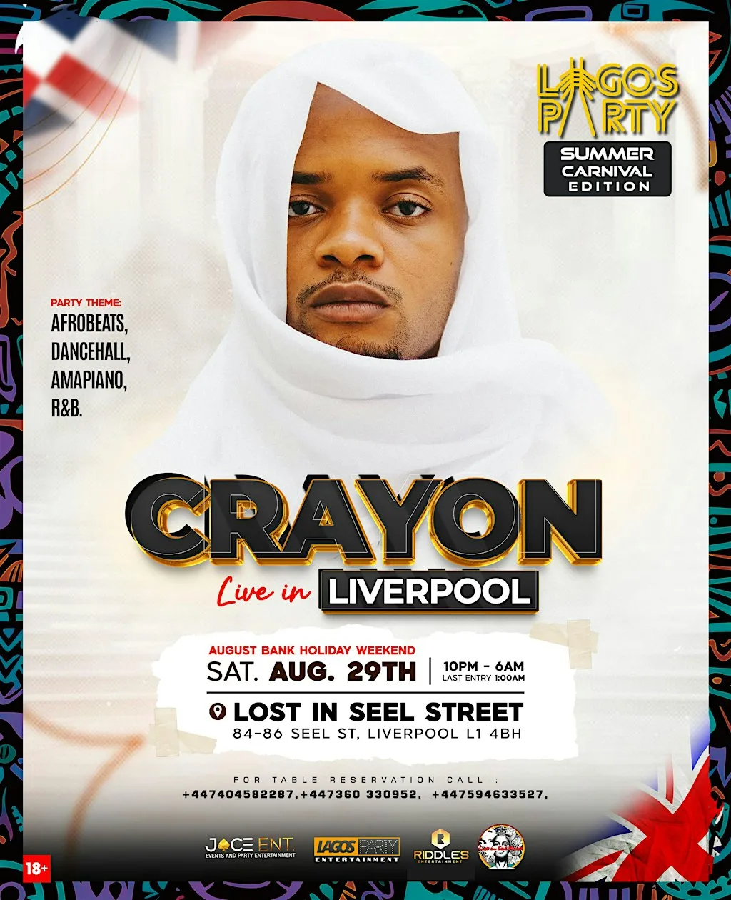 Crayon Live in Liverpool (Afrobeat/Amapiano/RnB Bank Holiday Party) at Lost in Seel Street