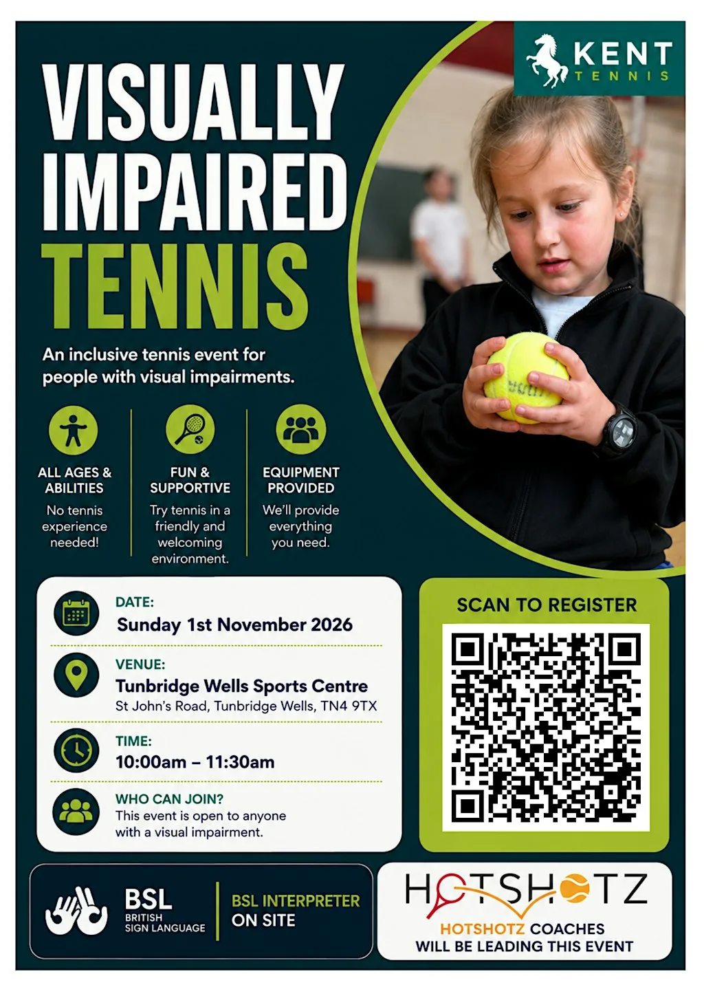 Visually Impaired Tennis Event at Tunbridge Wells Sports Centre