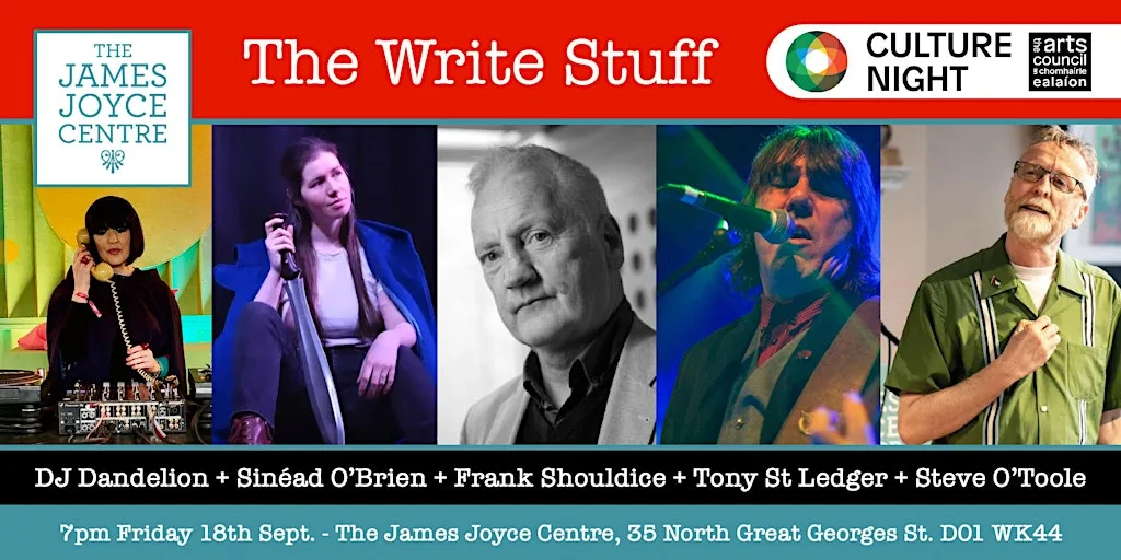 The Write Stuff on Culture Night Fri. 18th Wait List Available at James Joyce Centre