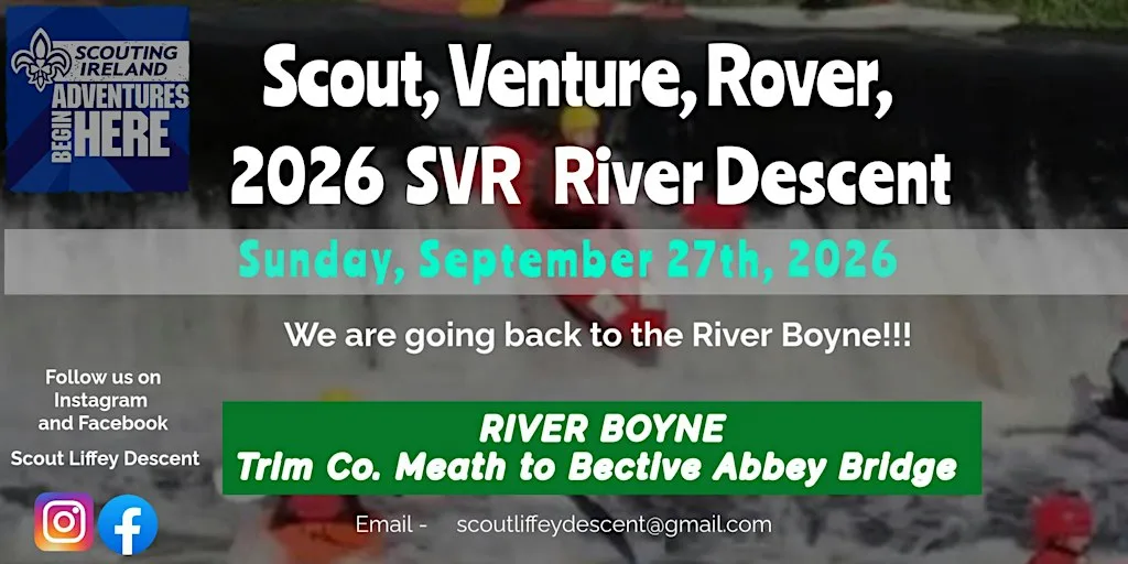 Scout, Venture, Rover River Descent 2026 at Boyne Valley Activities