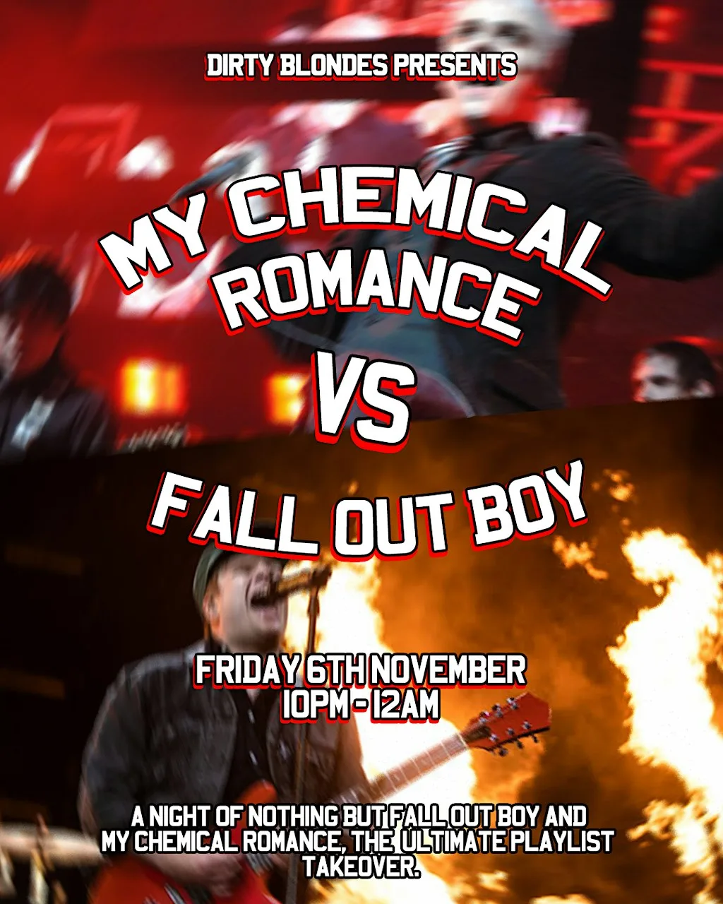 My Chemical Romance vs Fall Out Boy at Dirty Blondes, Back Church Street, Blackpool
