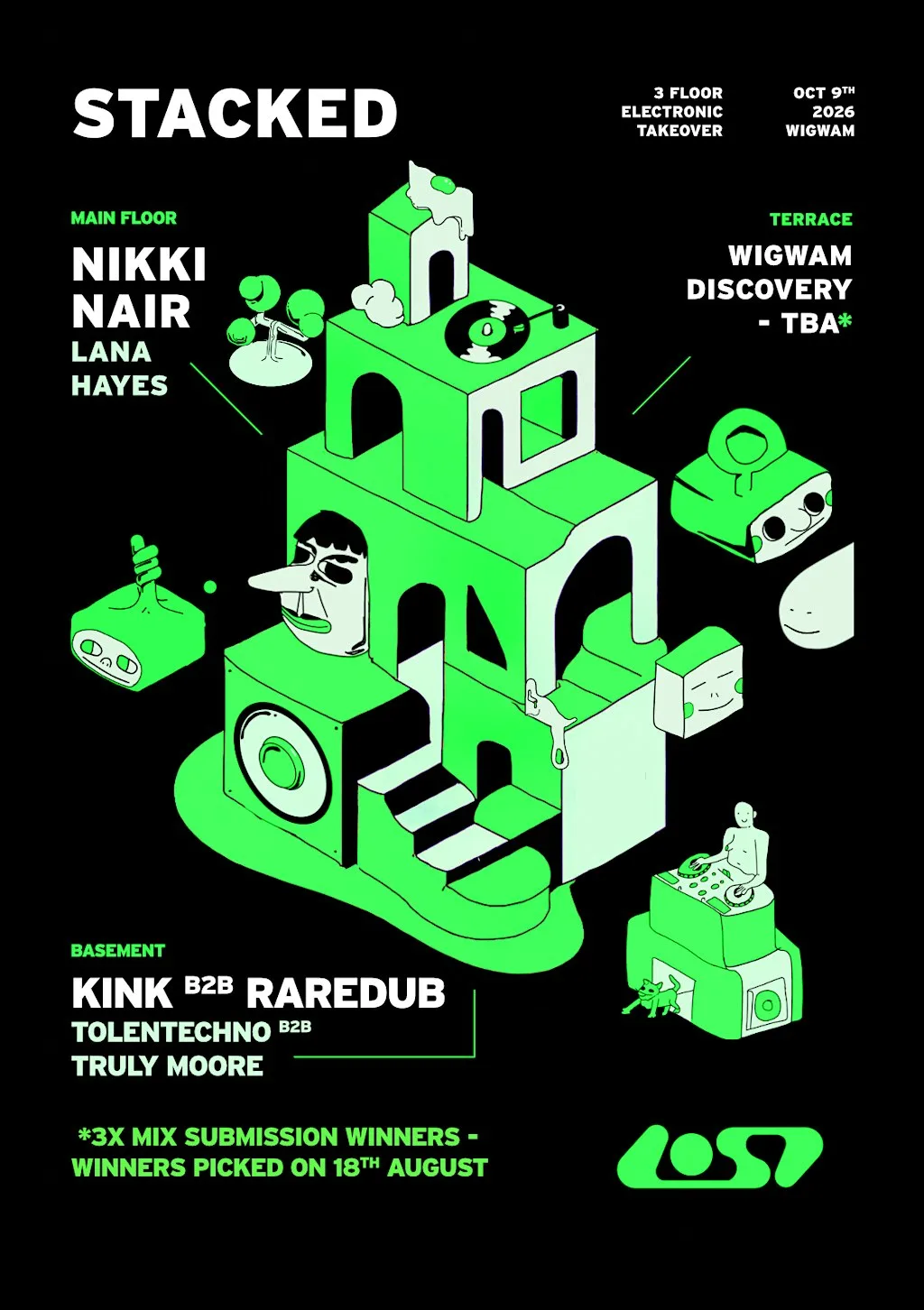 Stacked x LOST: with KinK b2b raredub & Nikki Nair at Wigwam