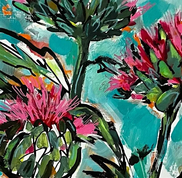 Floral Semi-Abstract Art Painting in Mixed Media Workshop