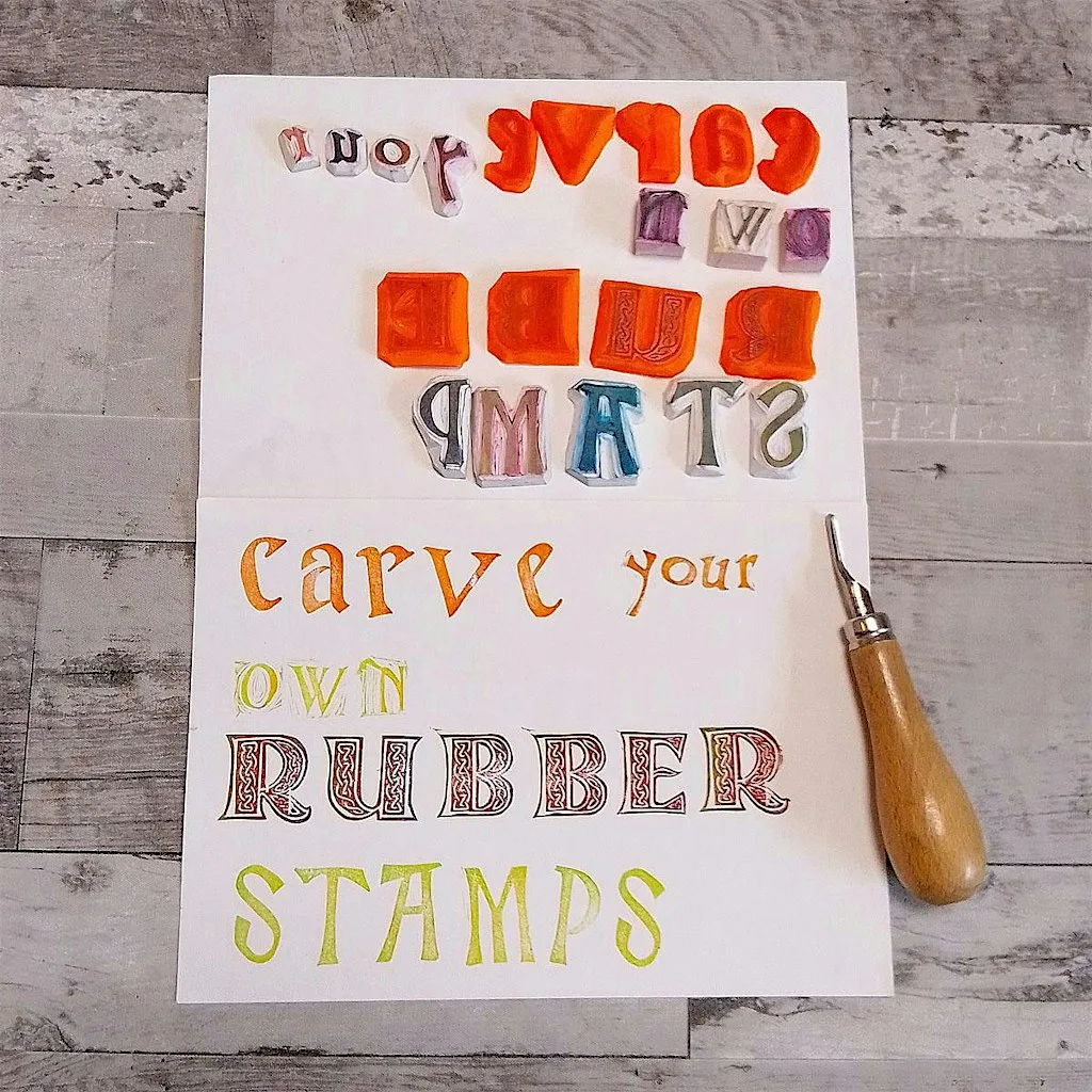 Rubber stamp carving craft workshop at Crafts for Wellbeing