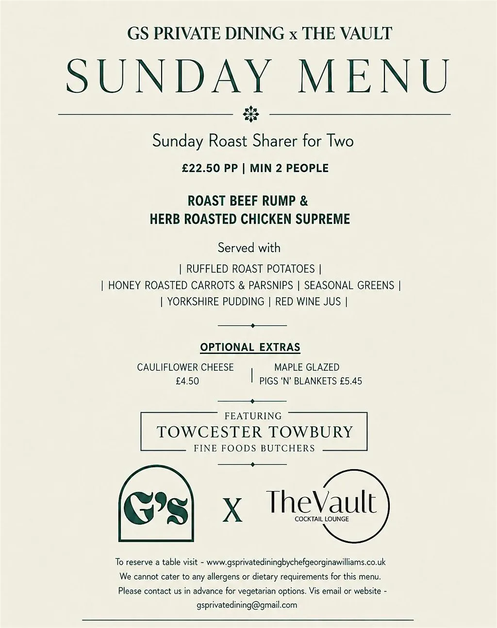 G’S X THE VAULT SUNDAY ROASTS