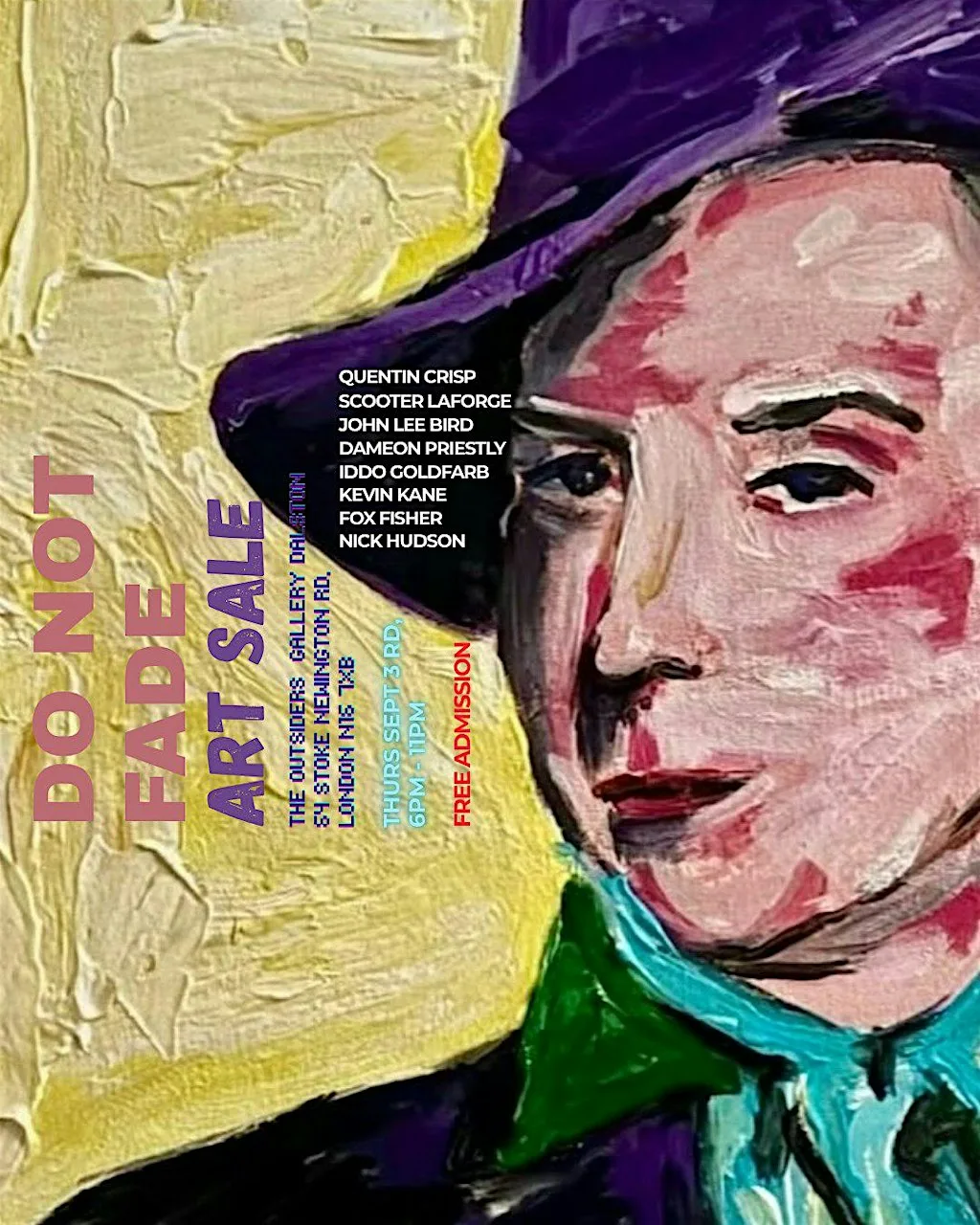 DO NOT FADE: QUENTIN CRISP FUNDRAISING ART SALE at The Outsiders Gallery Dalston