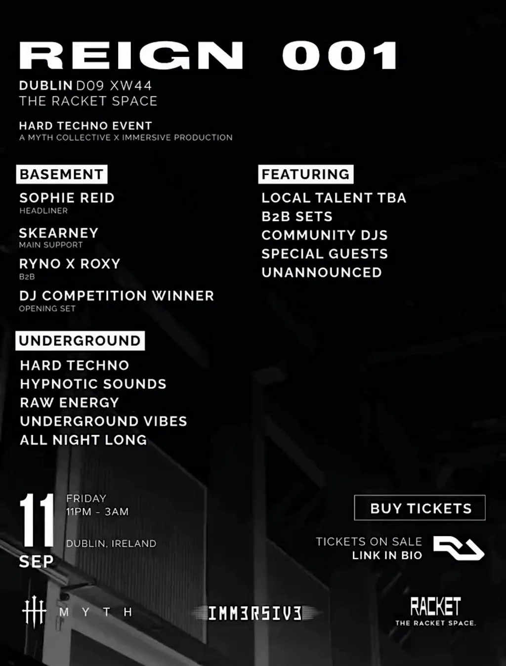 REIGN 001: MYTH x IMMERSIV3 at The Racket Space