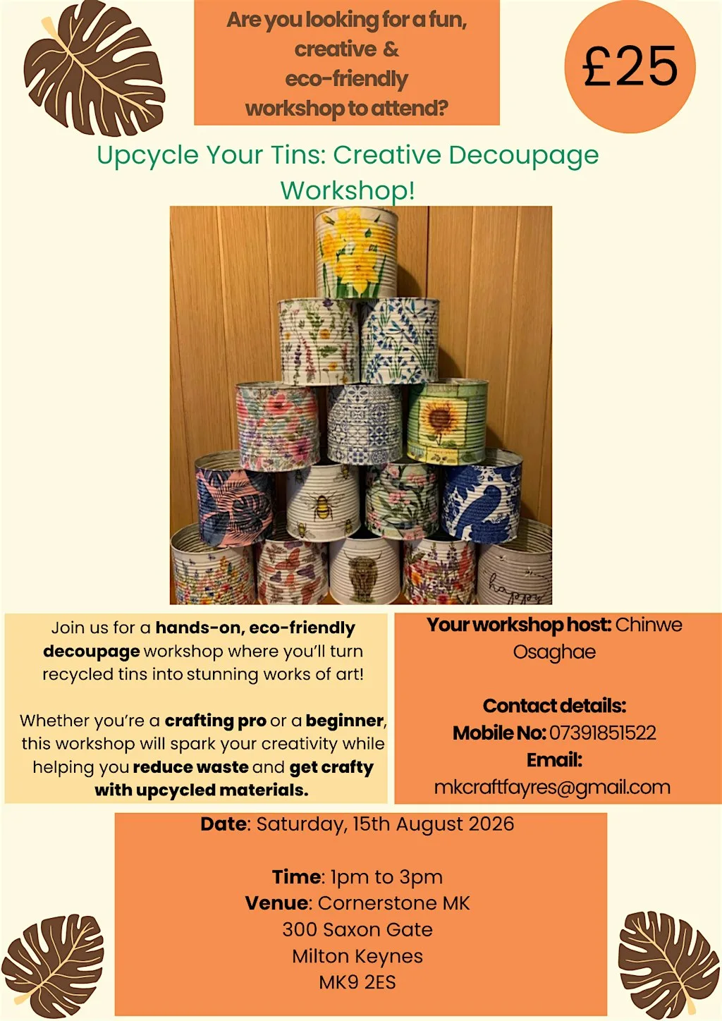 Upcycle Your Tins: Creative Decoupage Workshop! at Church of Christ the Cornerstone