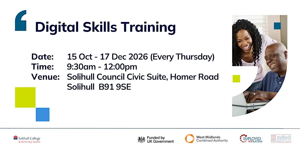 Digital Skills Training with Solihull College (South Solihull) at Solihull Metropolitan Borough Council Civic Suite
