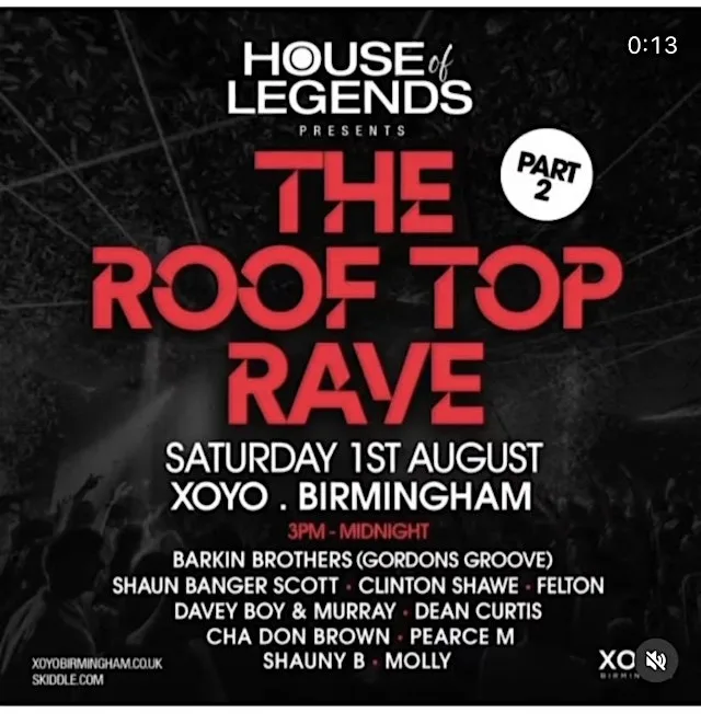 Roof top rave - house of legends. at Xoxo Birmingham