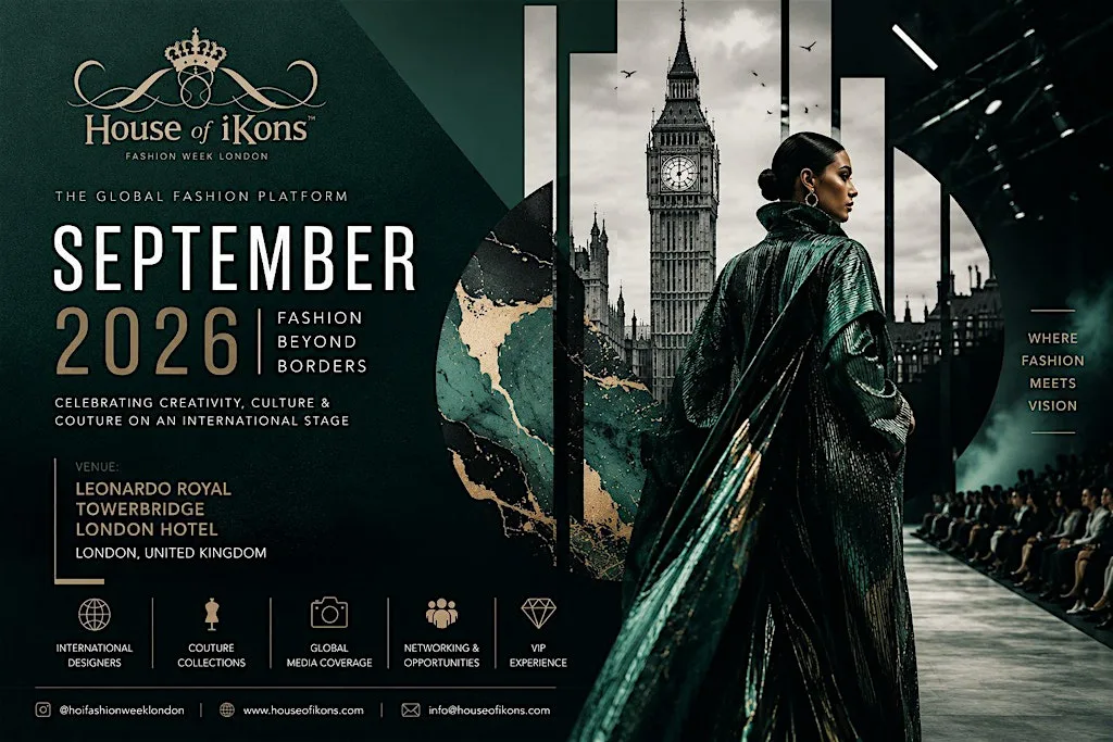 House of iKons Fashion Week London Saturday 19th September 2026 at Leonardo Royal Hotel London Tower Bridge