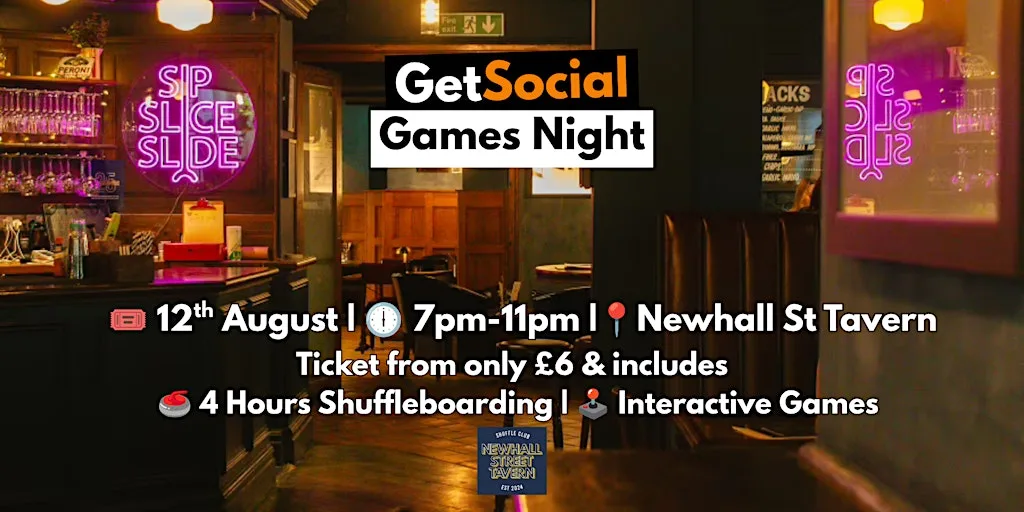 Birmingham Games Night for Young Professionals (20s–40s) | Meet New People at Newhall Street Tavern