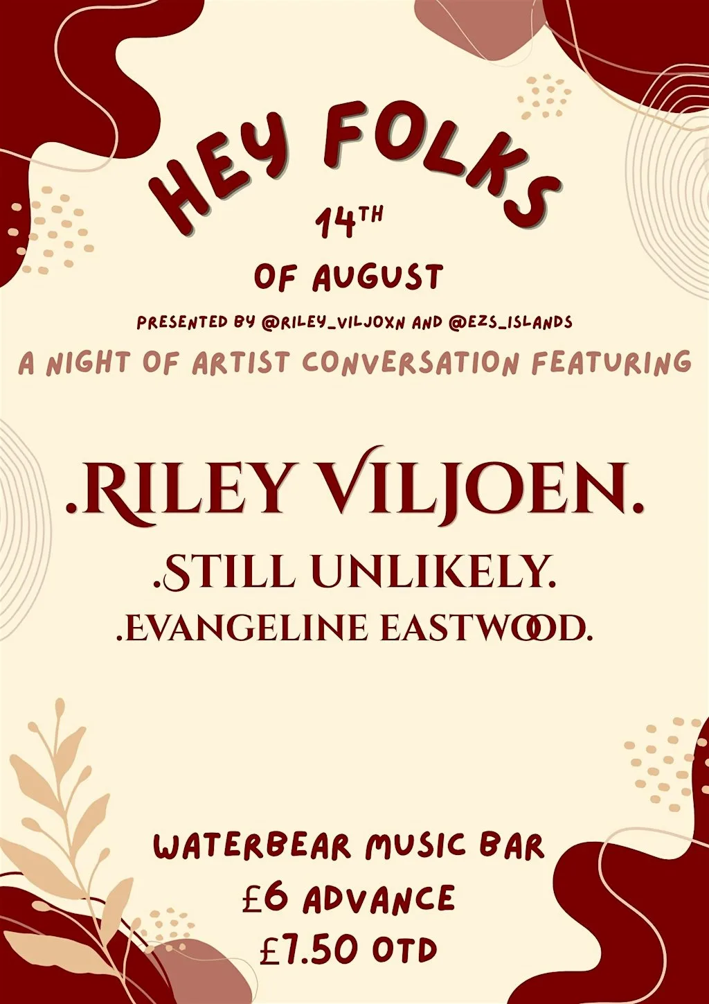 Hey, Folks at WaterBear MusicBar