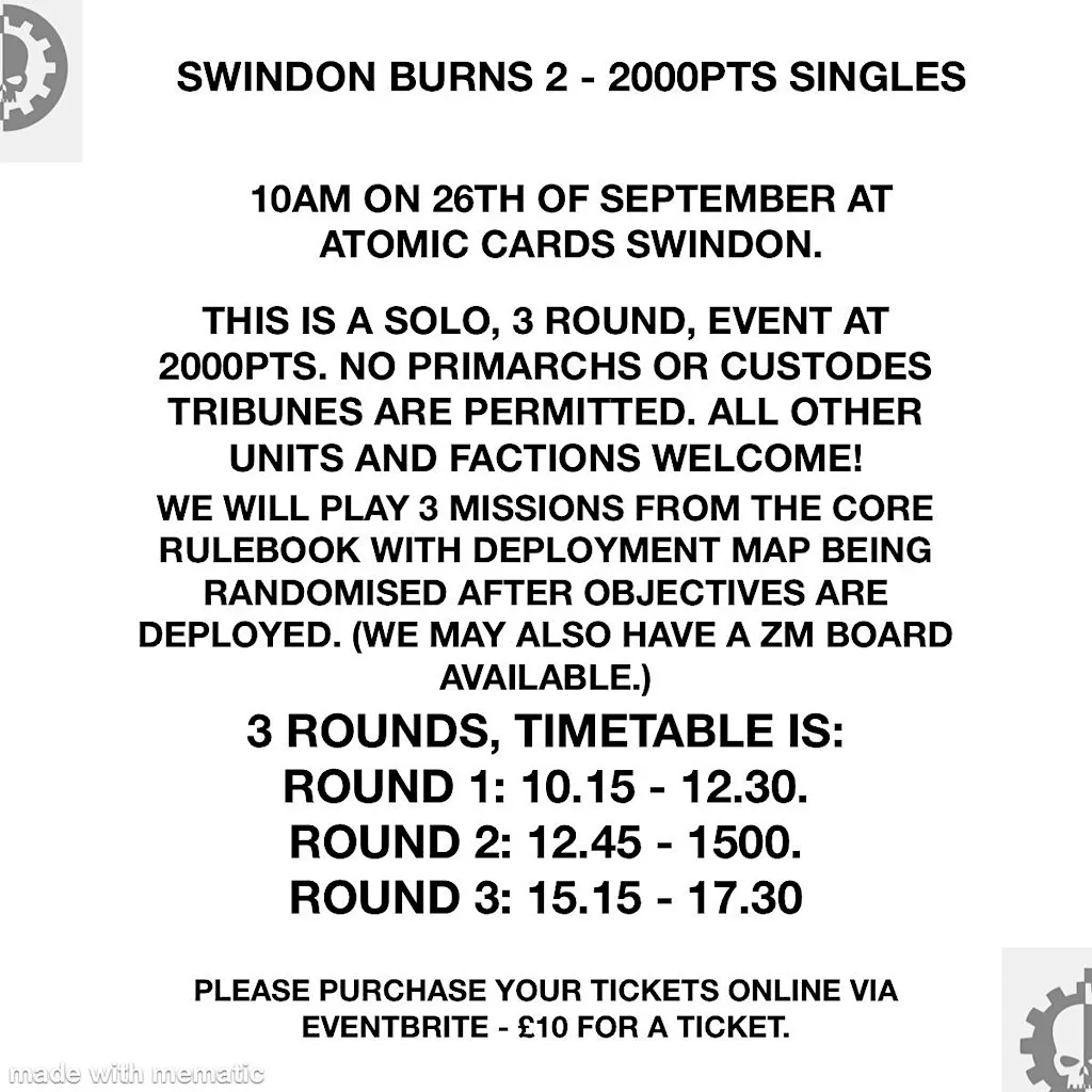 Swindon Burns 2 (Horus Heresy event) at Atomic Cards