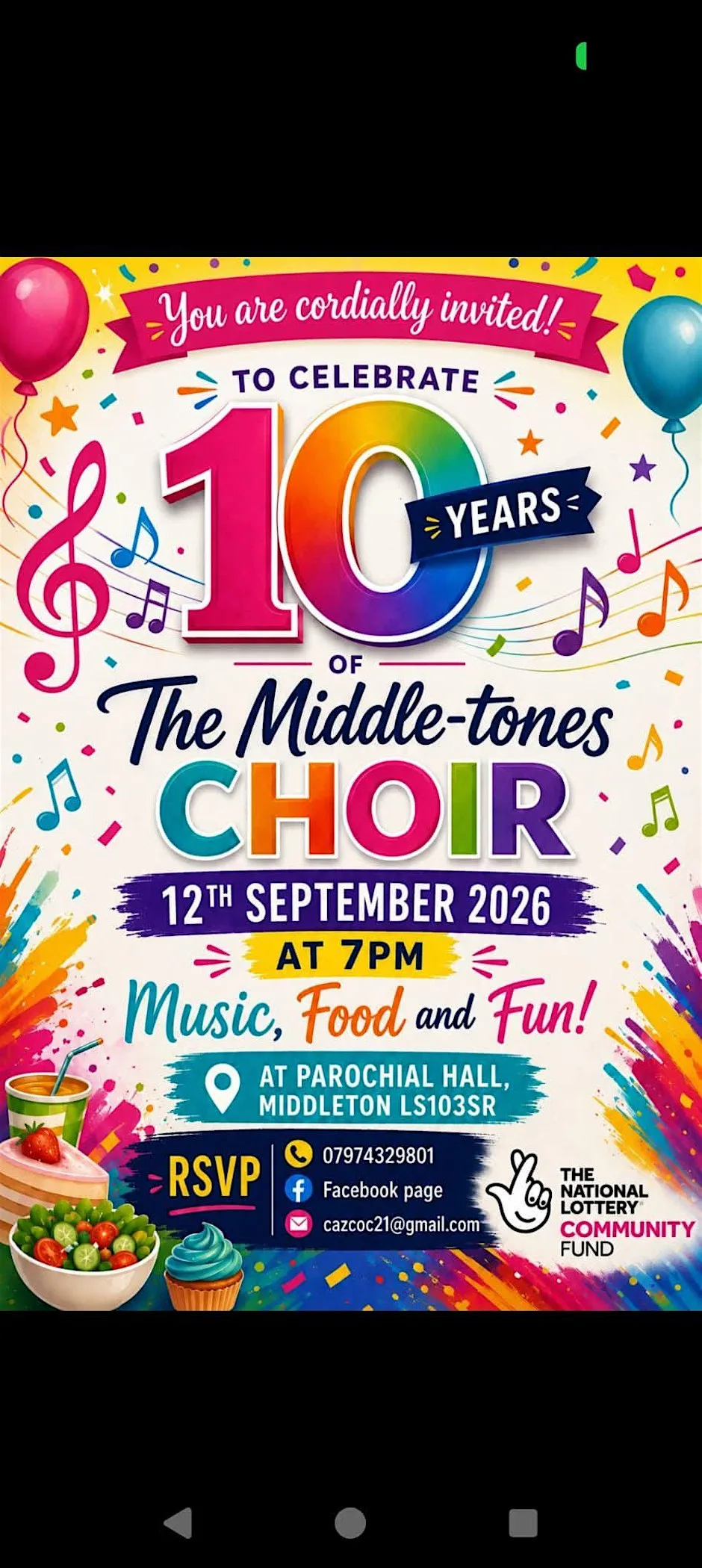 The Middle-Tones community choir 10th anniversary party at St Mary's Parochial Hall