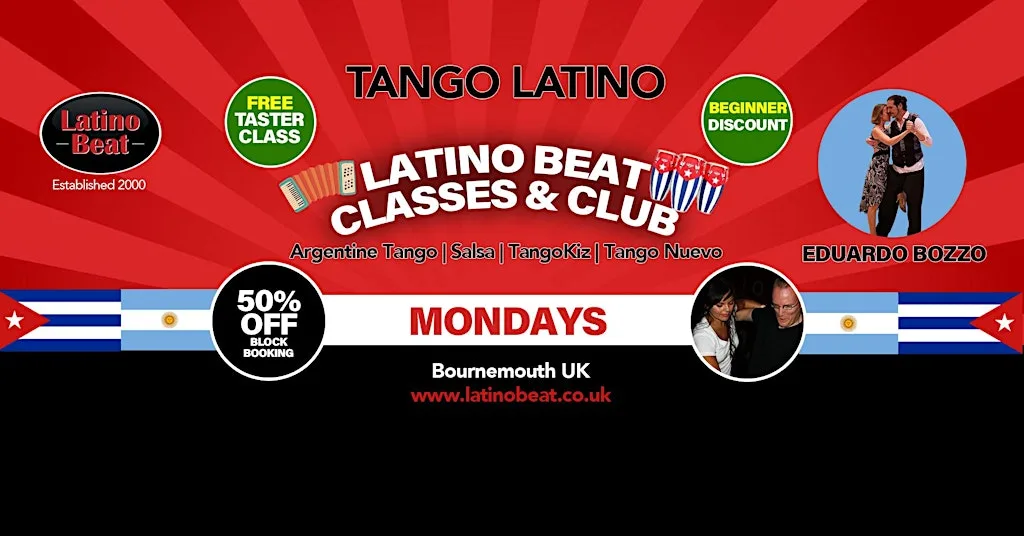 LatinoBeat TANGOLATINO Classes & Social Mon 7 Sept QueensHotel Bournemouth
