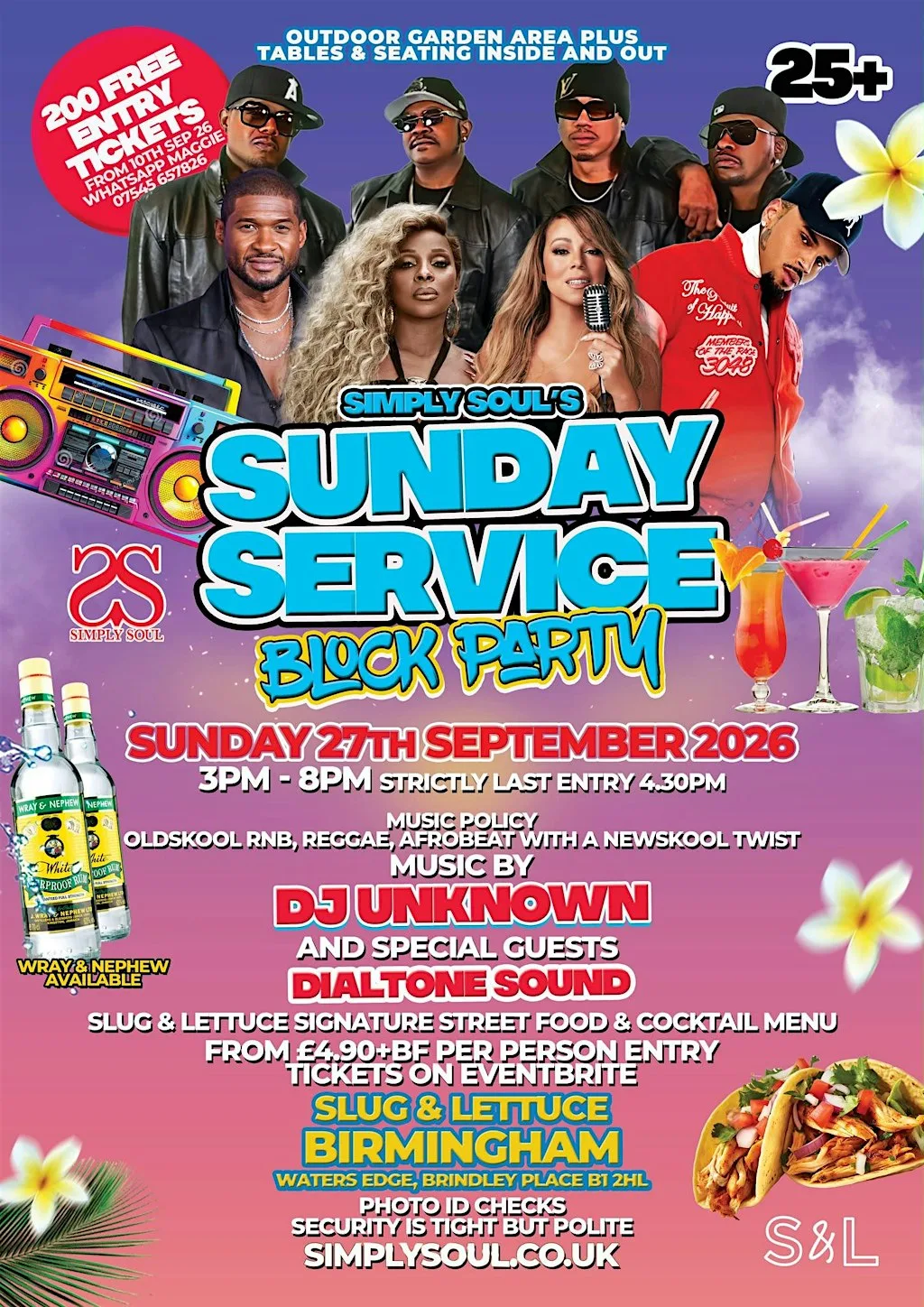 Simply Soul Sunday Block Party - 27th September 2026 - Birmingham at Slug & Lettuce - Birmingham