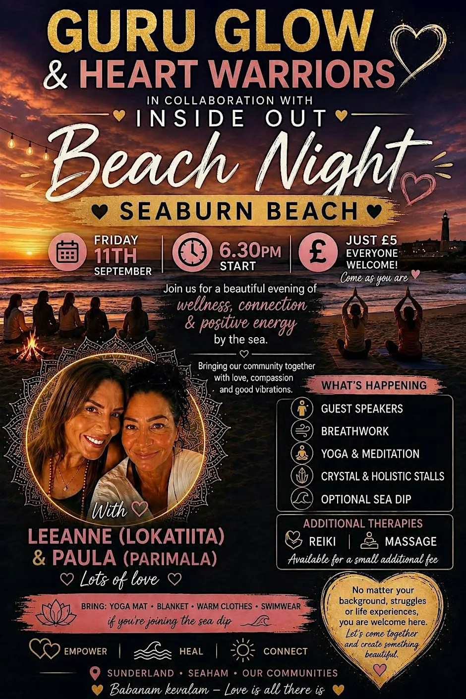 Seaburn Wellness Beach Night | Guru Glow & Heart Warriors & Insideout at Seaburn Beach