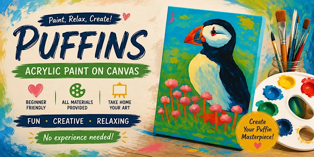 Paint a Puffin | Acrylic Painting Workshop for Beginners