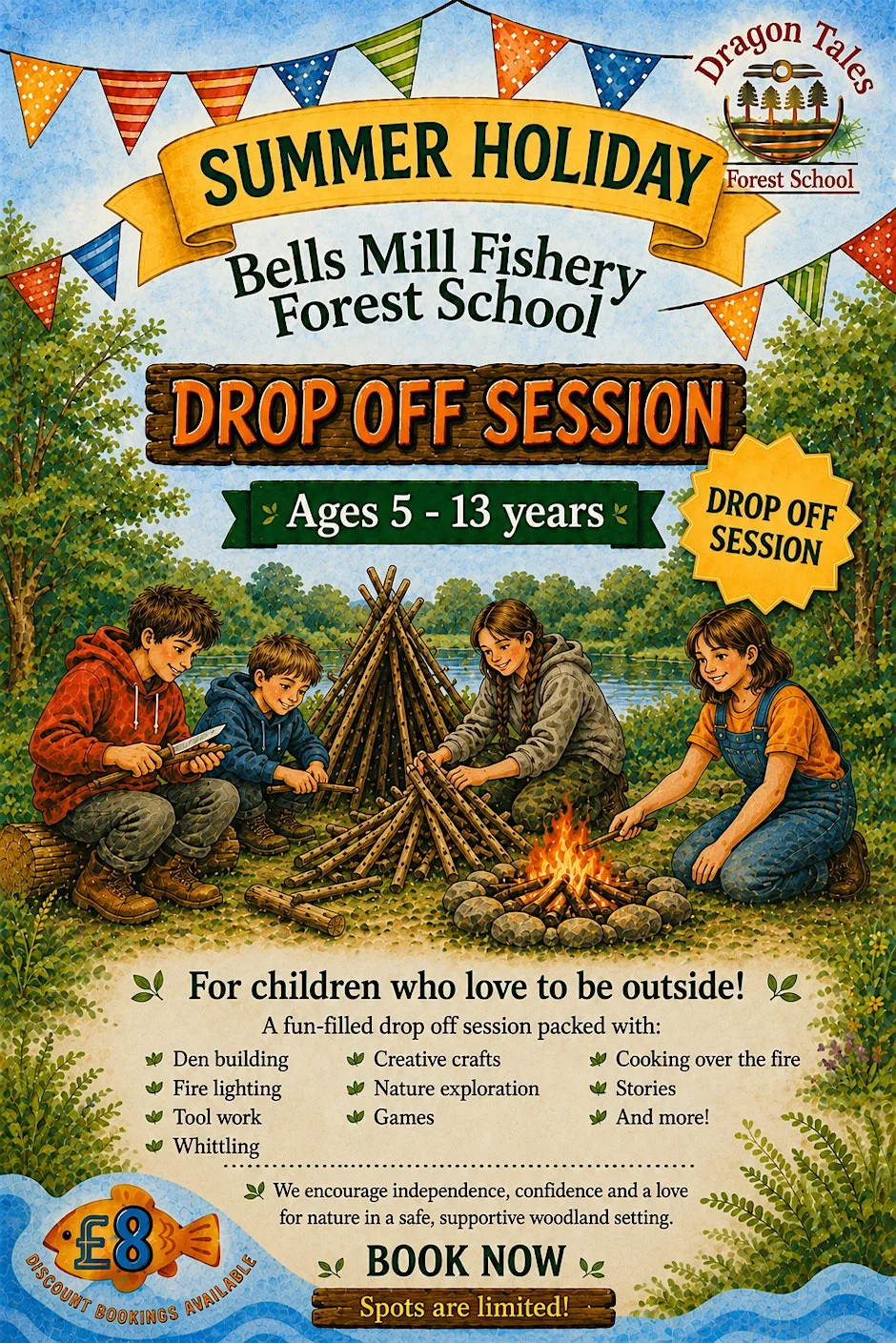 Trailblazers- (Summer Holidays) Forest School Drop Off at Bells Mill Fishery