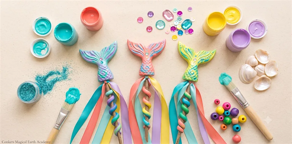 Mermaid Wand Making Masterclass at Upton Country Park; ages 4 and up at Rock & Rose Rituals & Conkers Magical Earth Academy
