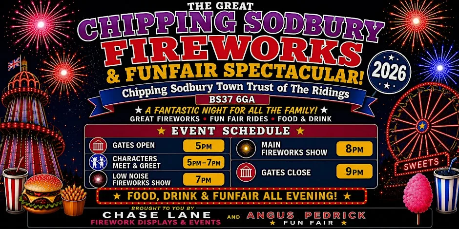 The Great Chipping Sodbury Fireworks & Funfair Spectacular 2026 at Chipping Sodbury Town Trust Of The Riddings