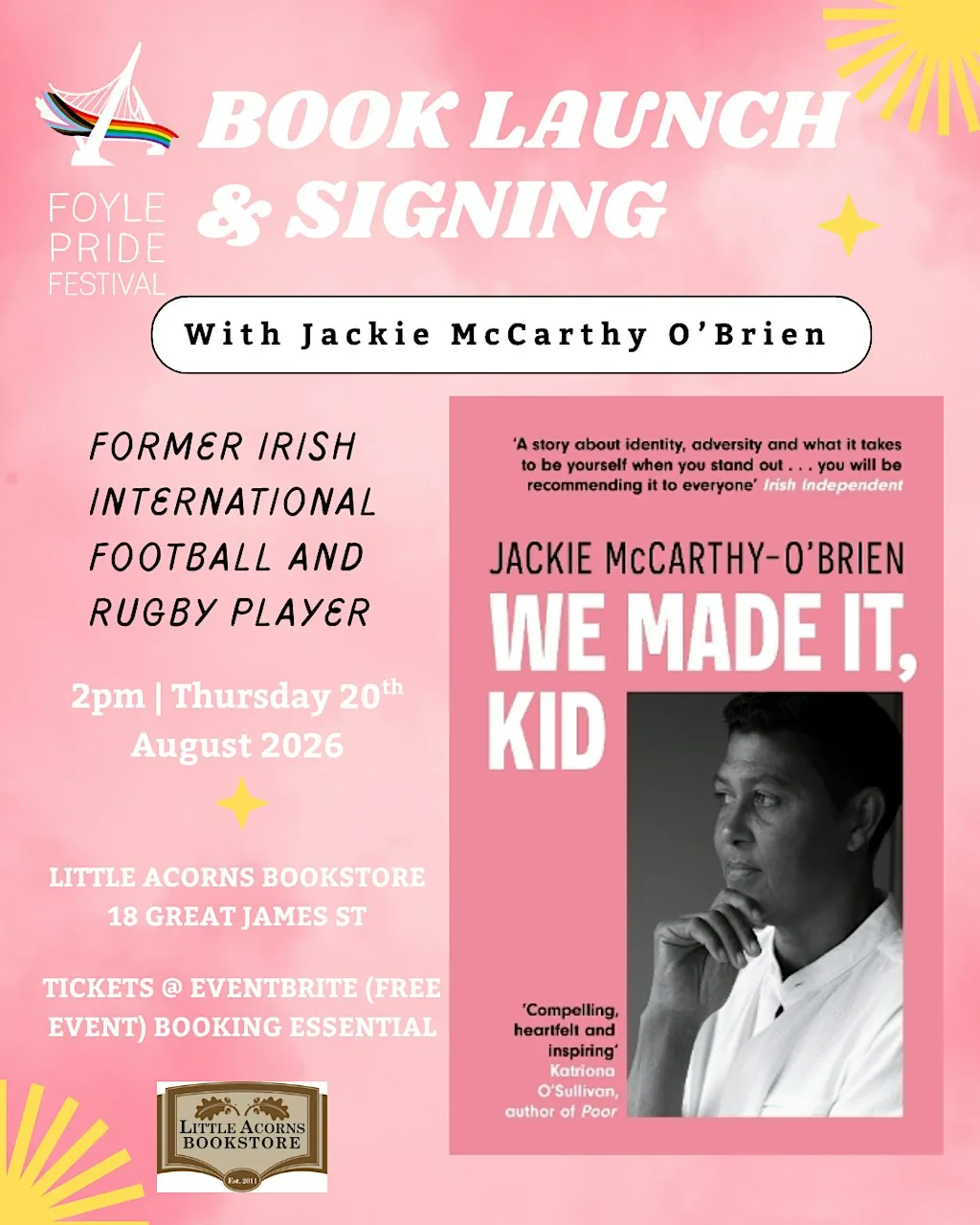 Foyle Pride & Little Acorns Book Launch with Jackie McCarthy O’Brien at Little Acorns Bookstore