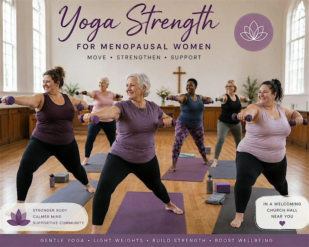 FREE Menopause Yoga Strength Taster Class For Women in Durham & Sunderland at The Kepier Hall