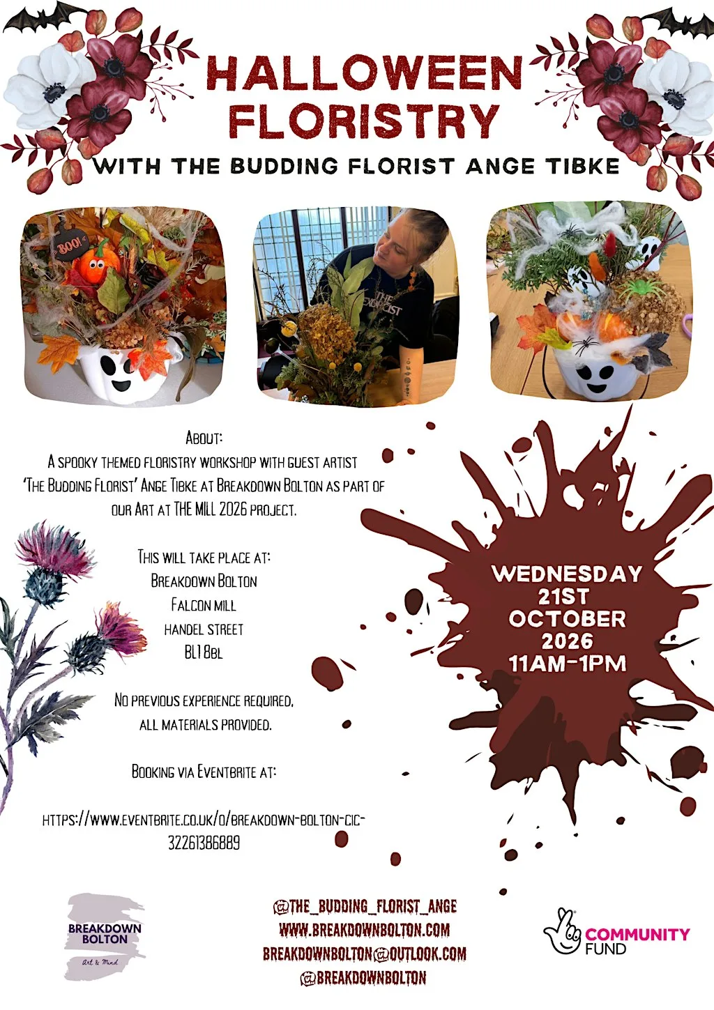 Halloween Floristry with guest artist The Budding Florist Ange Tibke